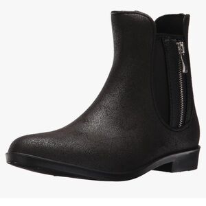 dav Women's Glasgow Suede Zip Rain Boot ankle black size 8